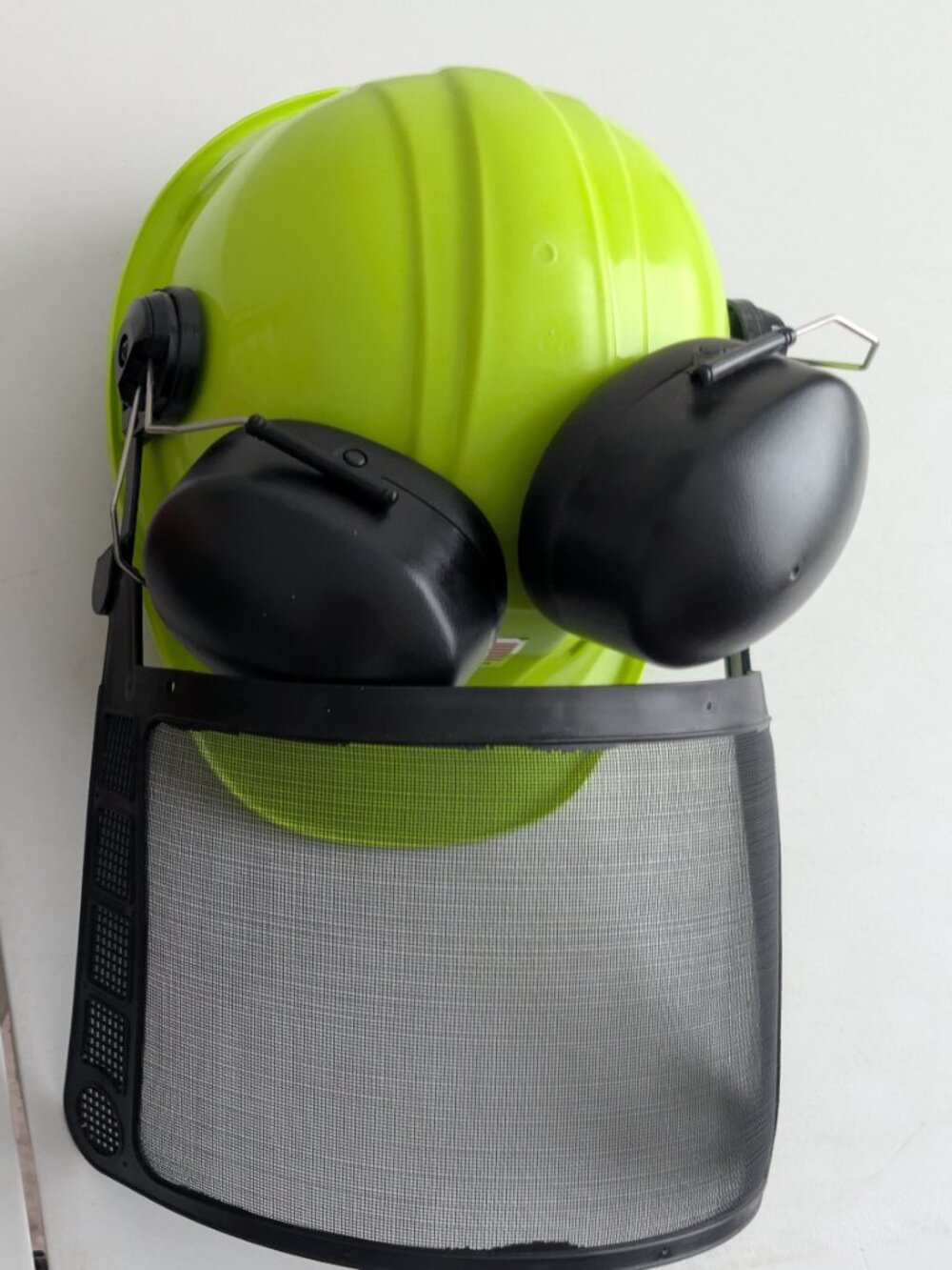 Green Safety Hard Hat with shield and ear protections